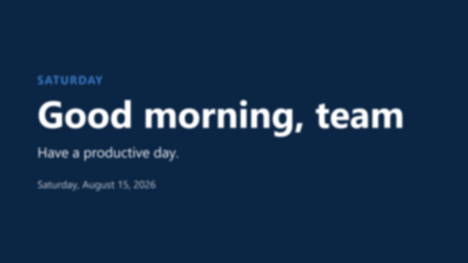 A designed announcement from the loop filling a screen