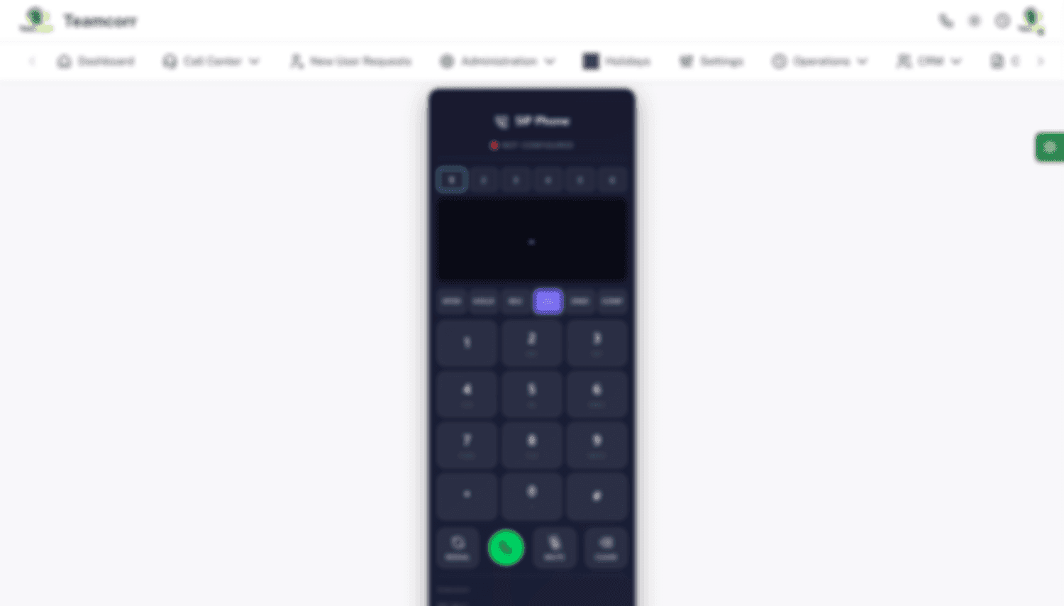 The built-in SIP softphone with dialpad, transfer, hold, record and conference controls